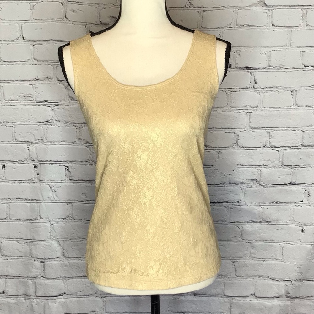 Chico’s Tan and Gold Lace Tank Top XXS